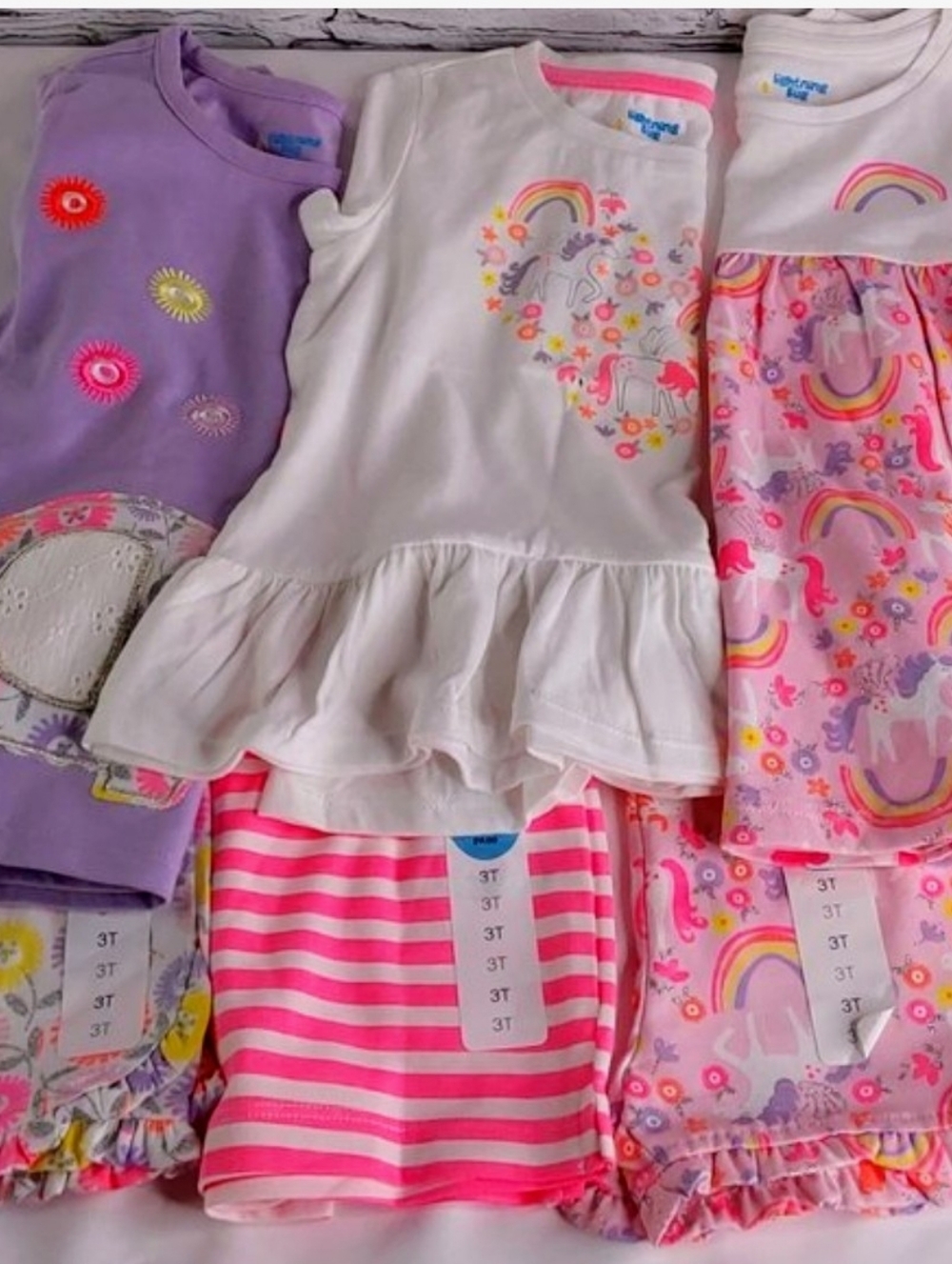 LIGHTNING BUG 'BELK' GIRLS BUNDLE 6-PIECE MIX & MATCH SHIRTS & SHORTS NEW